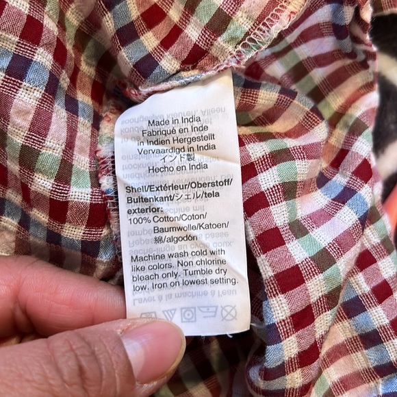 Madewell tie front top rainbow gingham check 3X v-neck short sleeve pullover - Picture 8 of 11